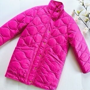 J.Crew Quilted Cocoon Primaloft Puffer Jacket Neon Fuchsia